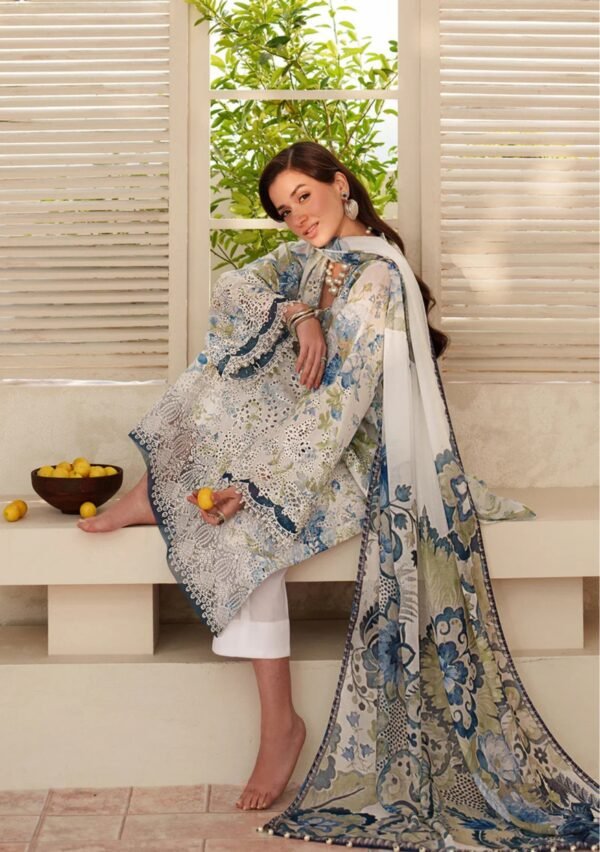 Azure Garden Unstitched Digital Printed Lawn Suit, Baroque Replica