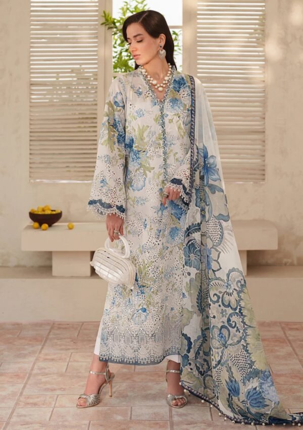 Azure Garden Unstitched Digital Printed Lawn Suit, Baroque Replica